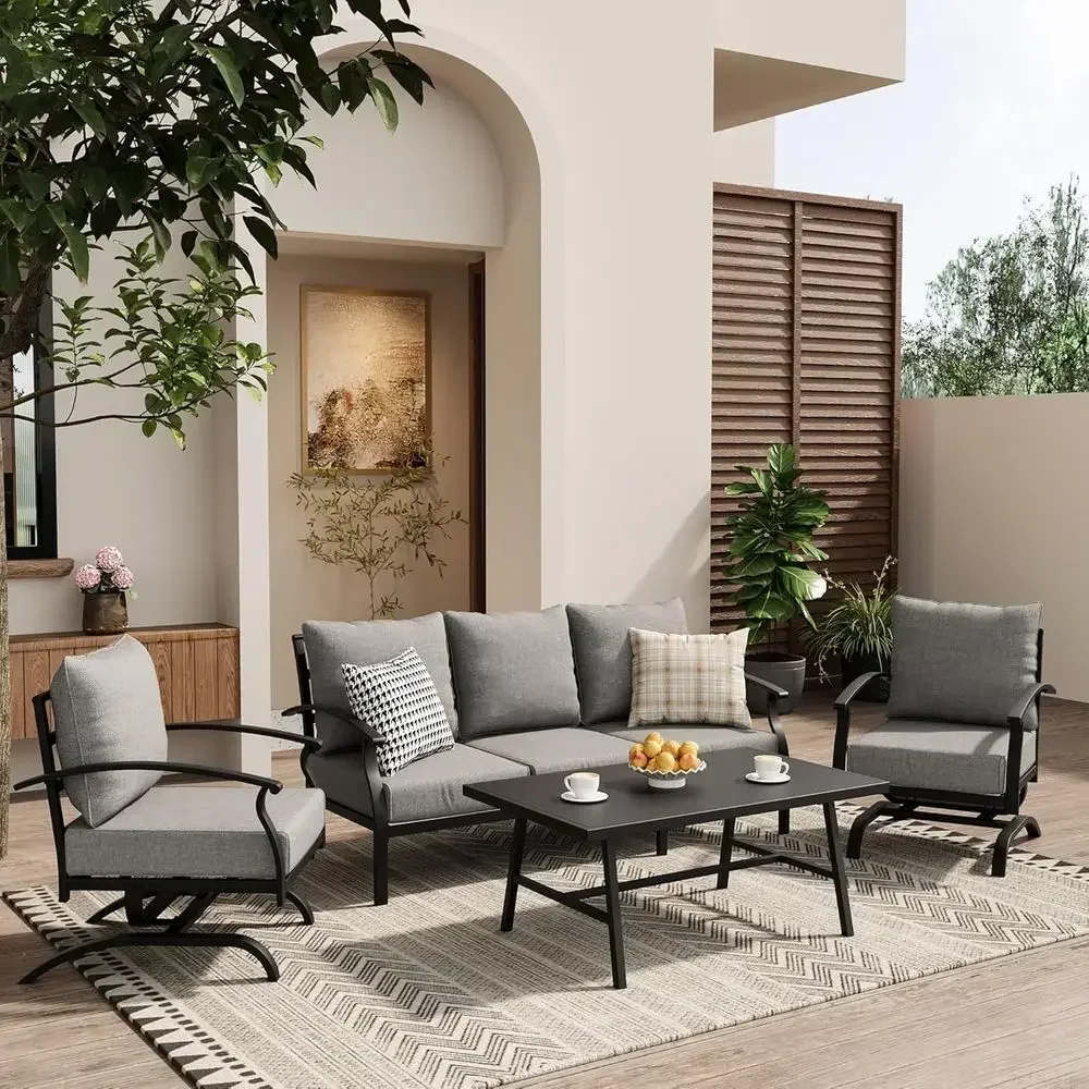 Outdoor Furniture Grey - Grijze metalen tuinset voor buiten, bestaande