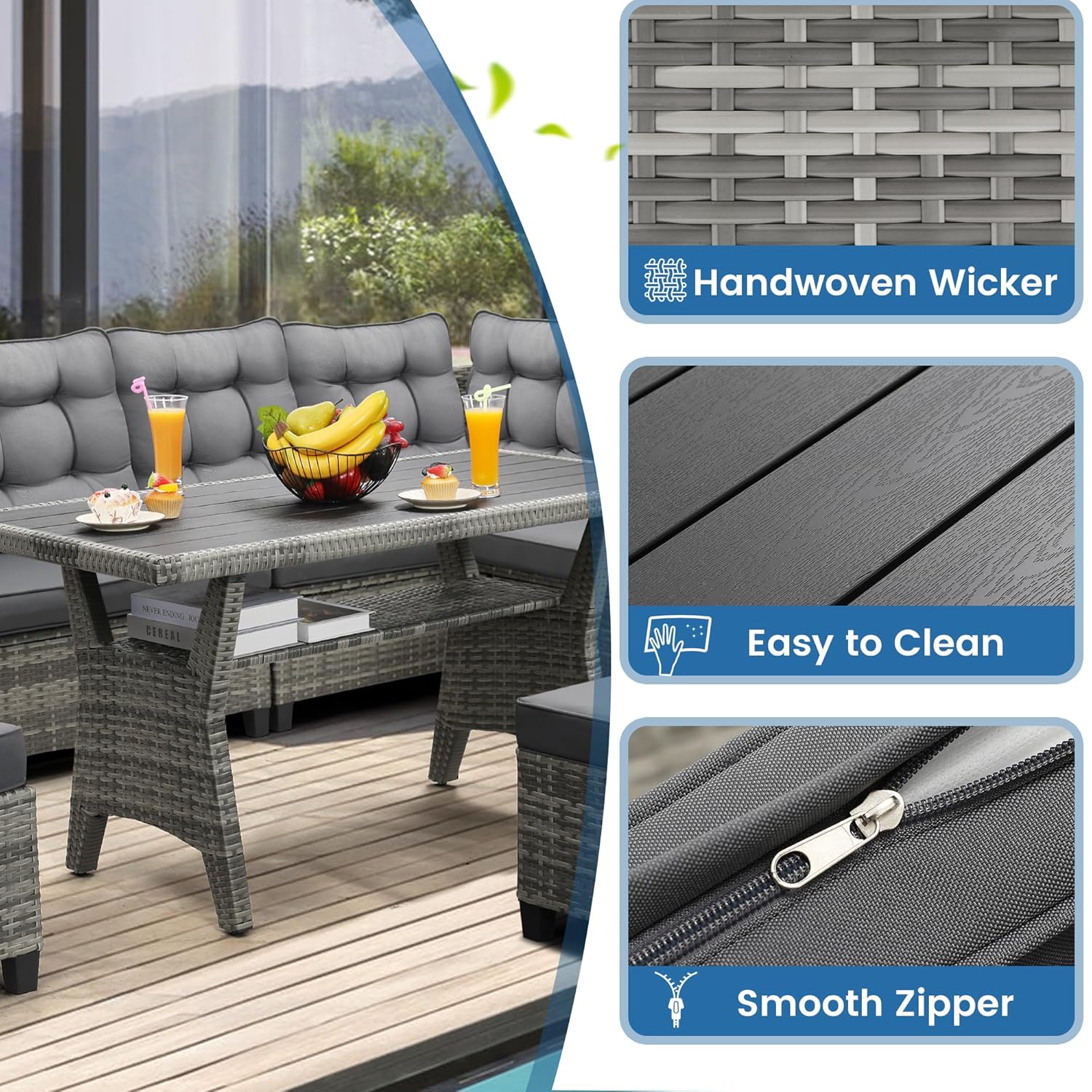6-delige terrasmeubilairset, e - Outdoor Furniture Grey recensie en prijs