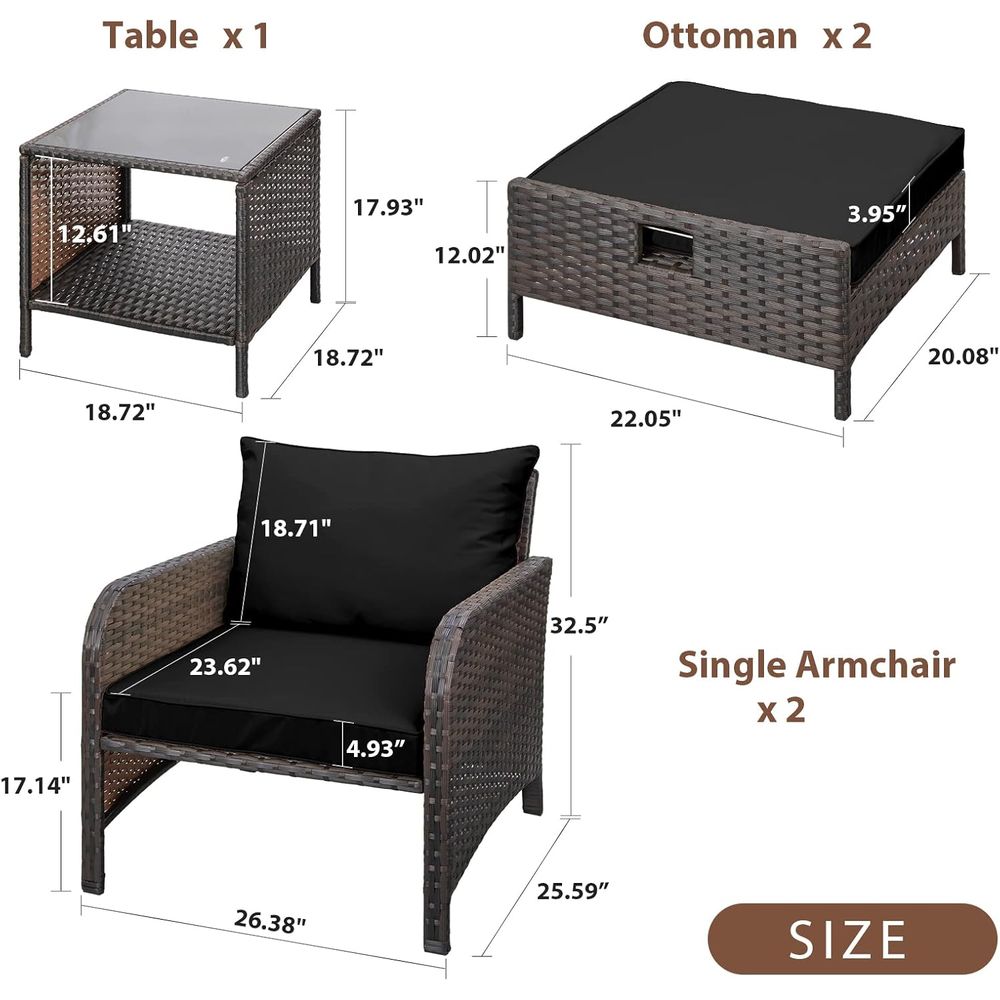 Balkonmeubilair 5-delige patio - Outdoor Furniture No Cushions recensie en prijs