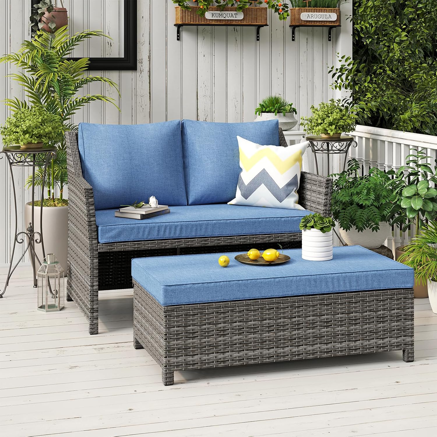 Wicker Patio Loveseat met opbe - Outdoor Furniture With Storage For Cushions recensie en prijs