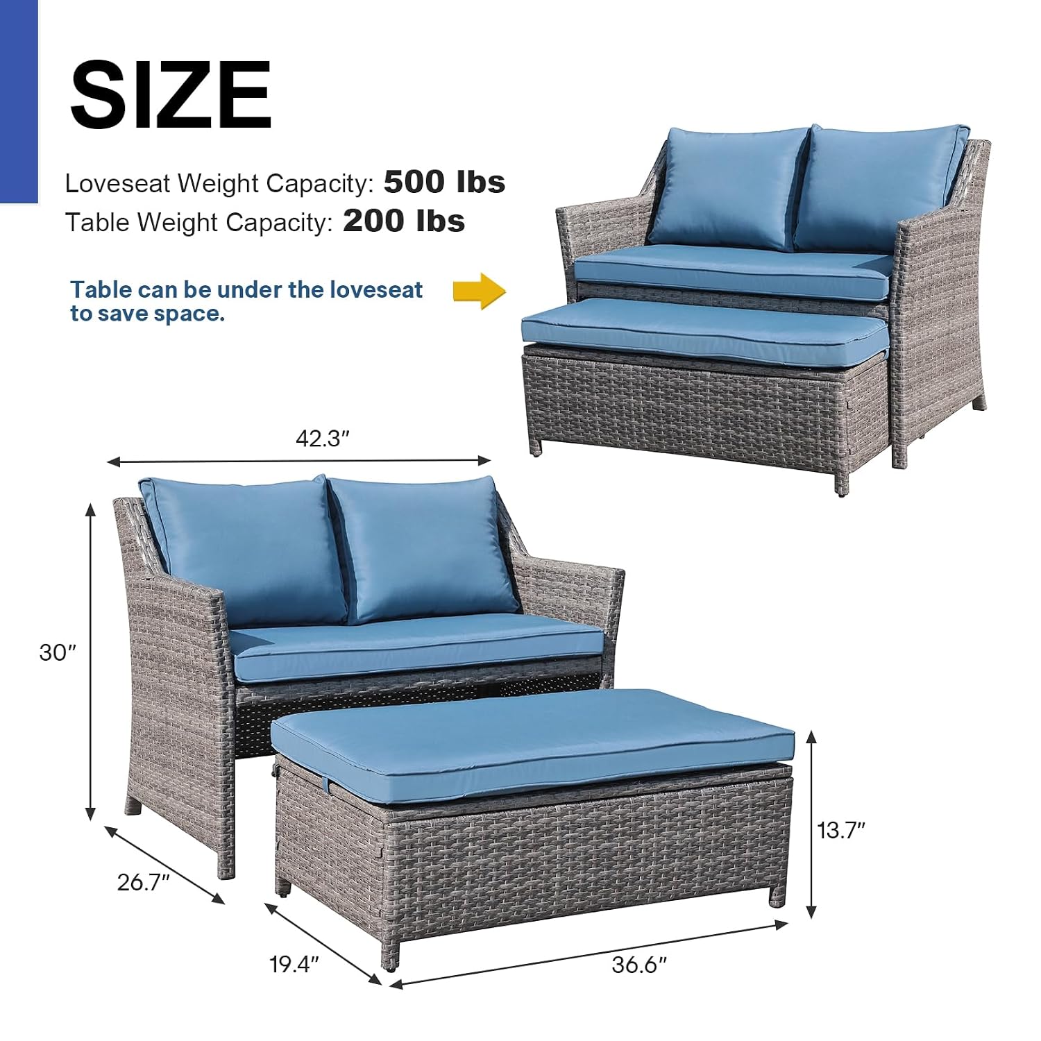 Wicker Patio Loveseat met opbe - Outdoor Furniture With Storage For Cushions recensie en prijs