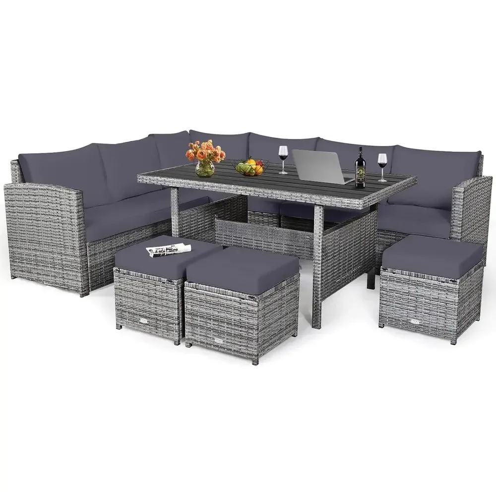 Grijze 7-delige rotan tuinmeub - Outdoor Furniture Grey recensie en prijs