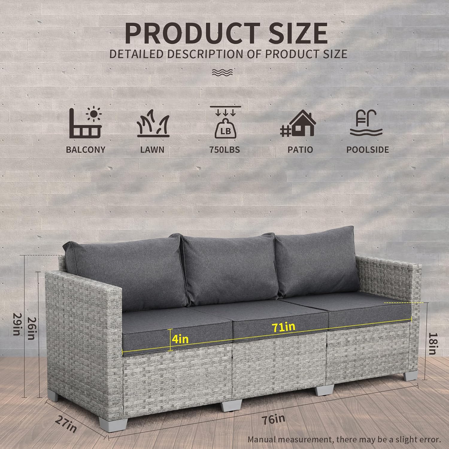 Buiten 3-zits rotan loungeset, - Outdoor Furniture Grey recensie en prijs