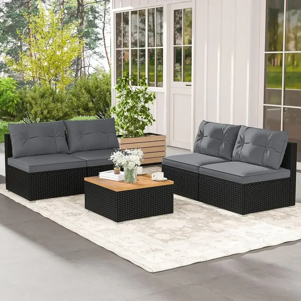 Grijze wicker tuinmeubelset vo - Outdoor Furniture Balcony recensie en prijs