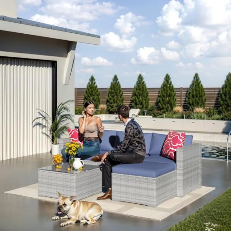 5-delige wicker tuinmeubelset  - Outdoor Furniture Grey recensie en prijs