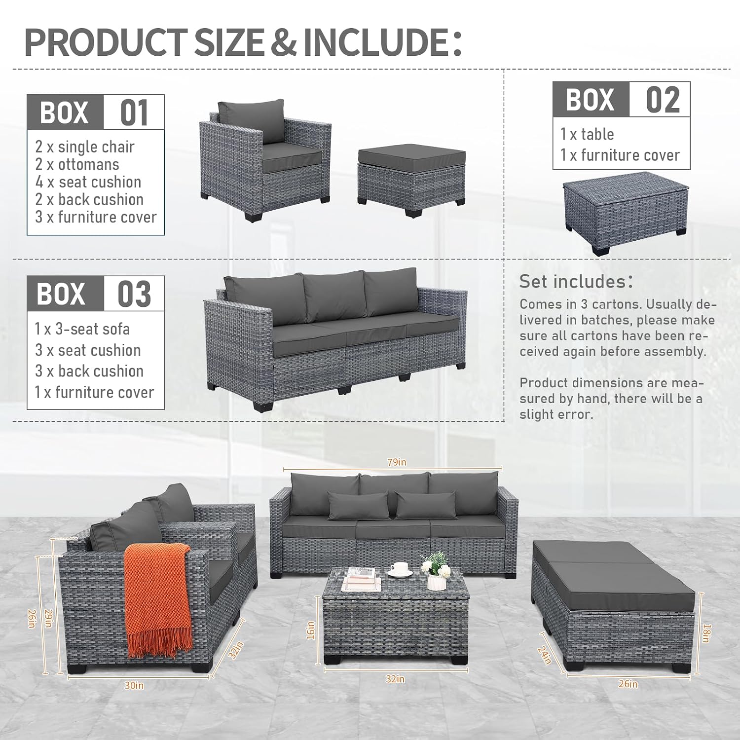 6-delige wicker tuinmeubelset, - Outdoor Furniture With Storage For Cushions recensie en prijs