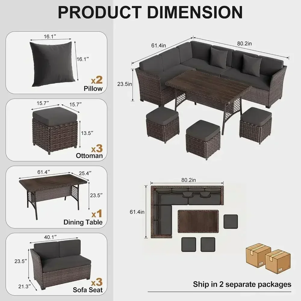 7-delige tuinset van gevlochte - Outdoor Furniture Grey recensie en prijs