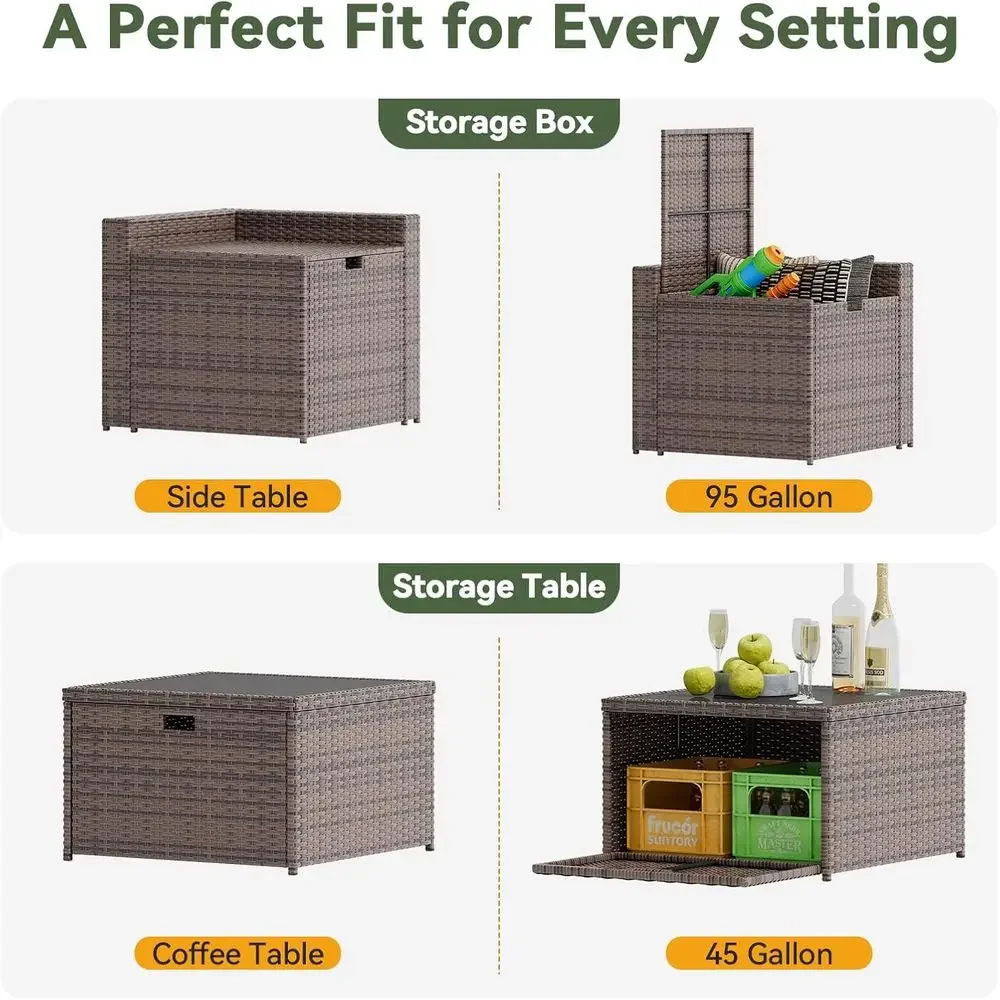 8-delige rieten tuinmeubelset  - Outdoor Furniture With Storage For Cushions recensie en prijs