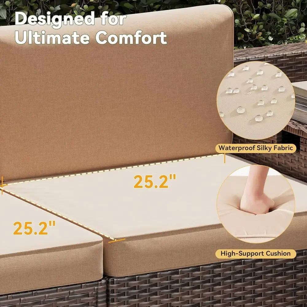 8-delige rieten tuinmeubelset  - Outdoor Furniture With Storage For Cushions recensie en prijs