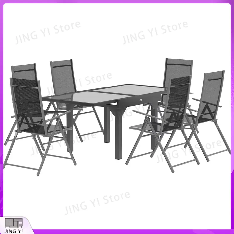 7-delige tuinset met uittrekba - Outdoor Furniture Grey recensie en prijs