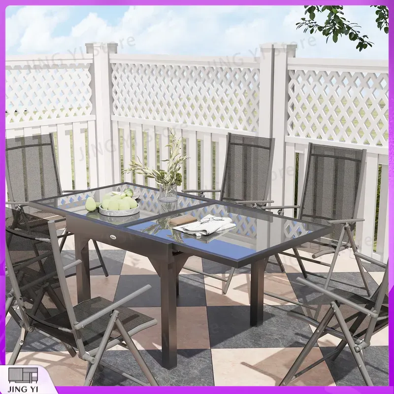 7-delige tuinset met uittrekba - Outdoor Furniture Grey recensie en prijs